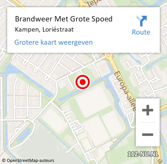 Locatie op kaart van de 112 melding: Brandweer Met Grote Spoed Naar Kampen, Loriéstraat op 14 februari 2023 21:59