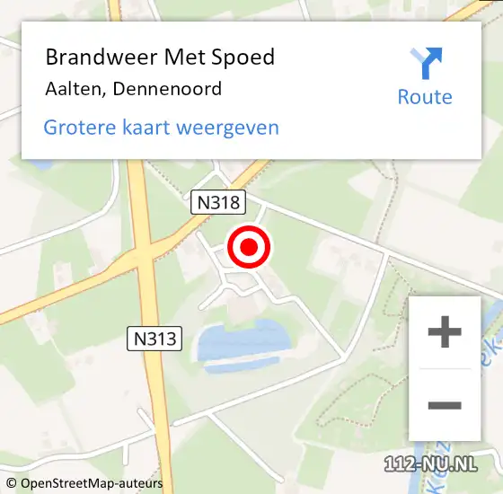 Locatie op kaart van de 112 melding: Brandweer Met Spoed Naar Aalten, Dennenoord op 14 februari 2023 22:11