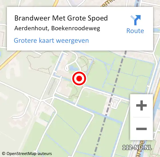 Locatie op kaart van de 112 melding: Brandweer Met Grote Spoed Naar Aerdenhout, Boekenroodeweg op 14 februari 2023 22:30