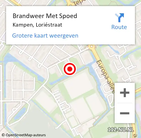 Locatie op kaart van de 112 melding: Brandweer Met Spoed Naar Kampen, Loriéstraat op 14 februari 2023 22:49