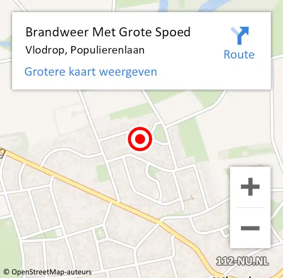 Locatie op kaart van de 112 melding: Brandweer Met Grote Spoed Naar Vlodrop, Populierenlaan op 14 februari 2023 22:50