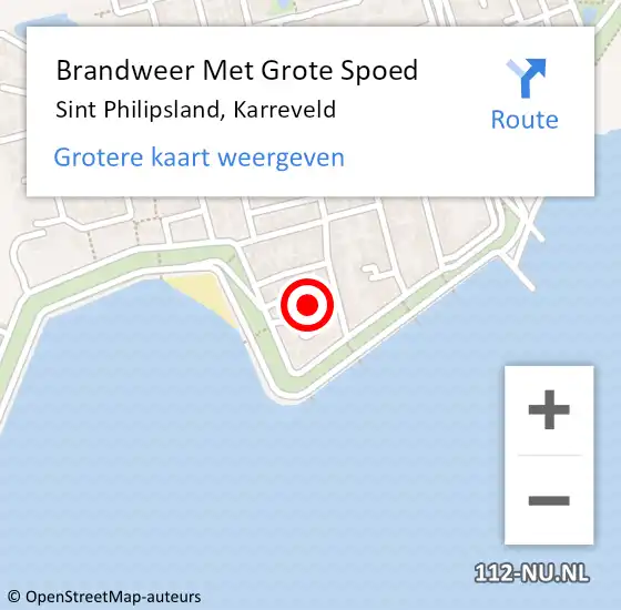 Locatie op kaart van de 112 melding: Brandweer Met Grote Spoed Naar Sint Philipsland, Karreveld op 14 februari 2023 23:42