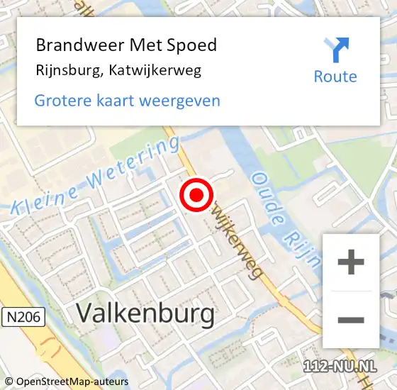 Locatie op kaart van de 112 melding: Brandweer Met Spoed Naar Valkenburg, Katwijkerweg op 14 februari 2023 23:56