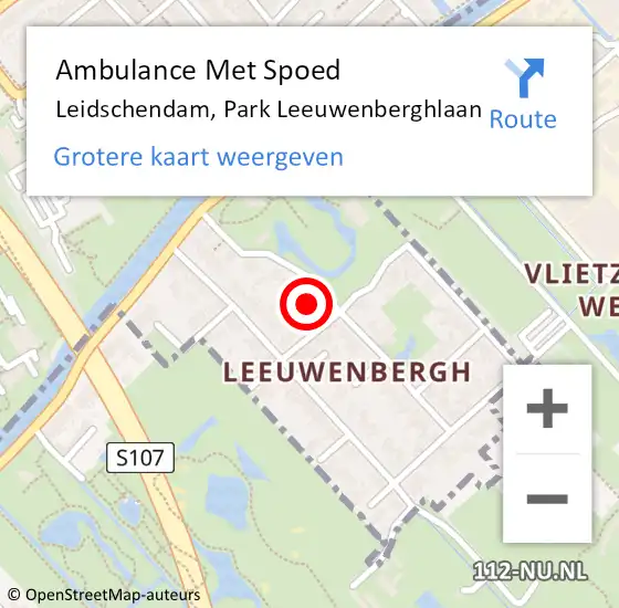 Locatie op kaart van de 112 melding: Ambulance Met Spoed Naar Leidschendam, Park Leeuwenberghlaan op 15 februari 2023 00:38