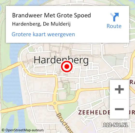 Locatie op kaart van de 112 melding: Brandweer Met Grote Spoed Naar Hardenberg, De Mulderij op 15 februari 2023 02:07