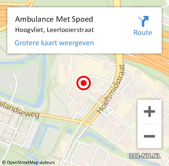 Locatie op kaart van de 112 melding: Ambulance Met Spoed Naar Hoogvliet, Leerlooierstraat op 15 februari 2023 05:49