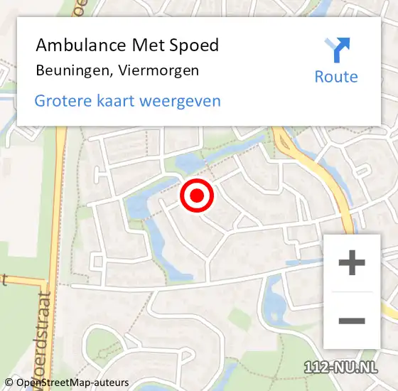 Locatie op kaart van de 112 melding: Ambulance Met Spoed Naar Beuningen, Viermorgen op 15 februari 2023 06:43