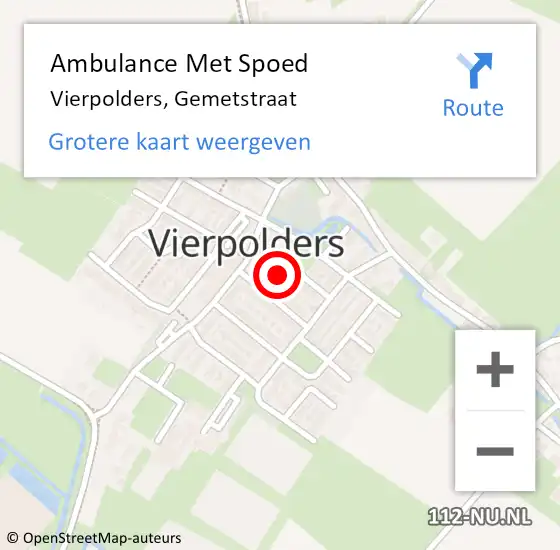 Locatie op kaart van de 112 melding: Ambulance Met Spoed Naar Vierpolders, Gemetstraat op 15 februari 2023 07:12