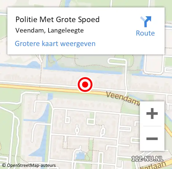 Locatie op kaart van de 112 melding: Politie Met Grote Spoed Naar Veendam, Langeleegte op 15 februari 2023 07:51