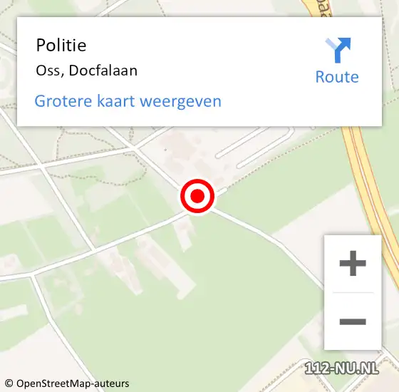 Locatie op kaart van de 112 melding: Politie Oss, Docfalaan op 15 februari 2023 07:58