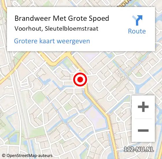 Locatie op kaart van de 112 melding: Brandweer Met Grote Spoed Naar Voorhout, Sleutelbloemstraat op 15 februari 2023 08:51