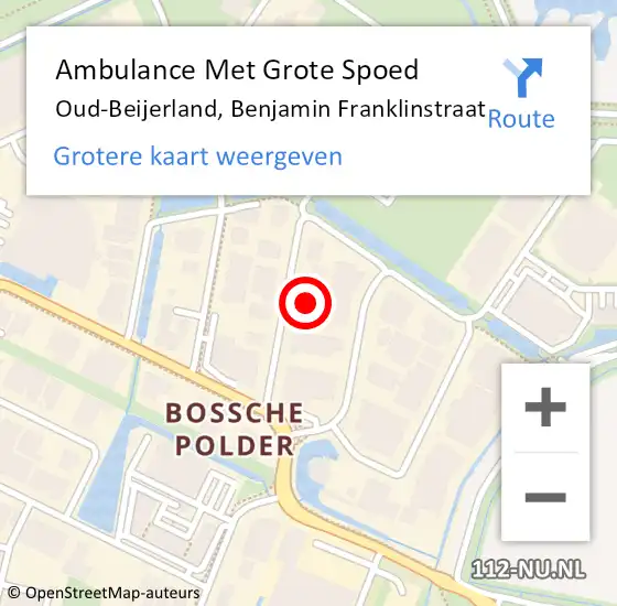 Locatie op kaart van de 112 melding: Ambulance Met Grote Spoed Naar Oud-Beijerland, Benjamin Franklinstraat op 15 februari 2023 08:56