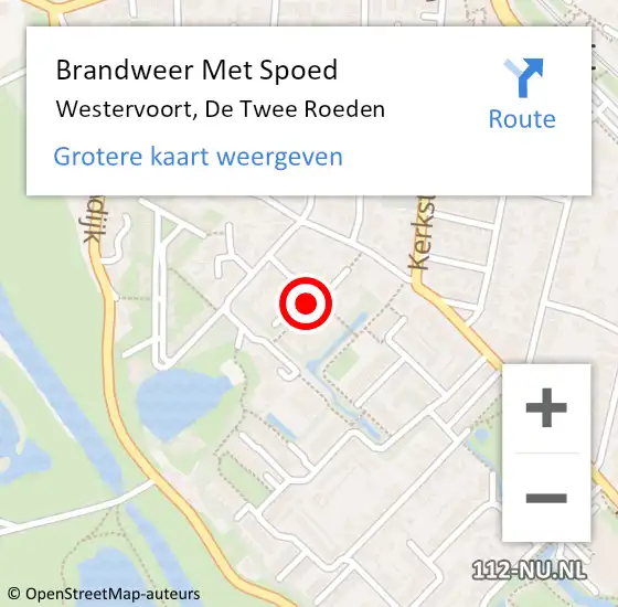 Locatie op kaart van de 112 melding: Brandweer Met Spoed Naar Westervoort, De Twee Roeden op 15 februari 2023 09:23