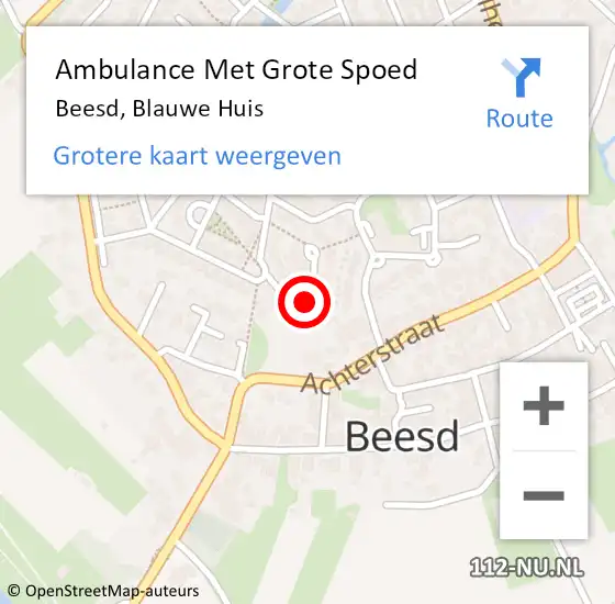 Locatie op kaart van de 112 melding: Ambulance Met Grote Spoed Naar Beesd, Blauwe Huis op 15 februari 2023 09:38