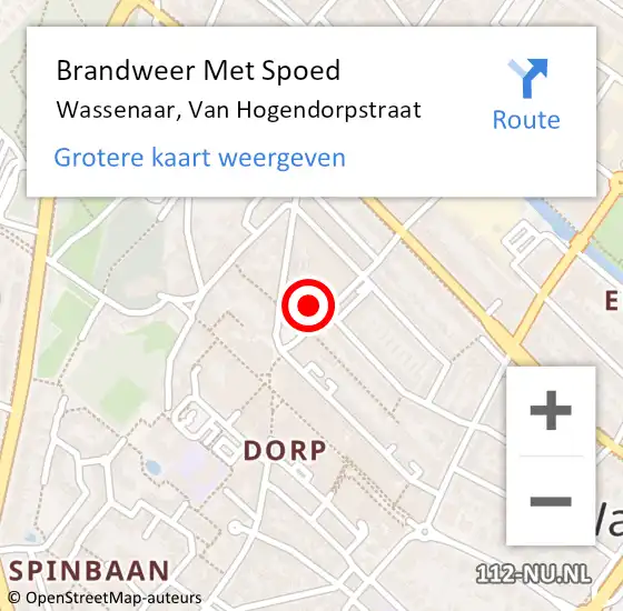 Locatie op kaart van de 112 melding: Brandweer Met Spoed Naar Wassenaar, Van Hogendorpstraat op 15 februari 2023 09:43