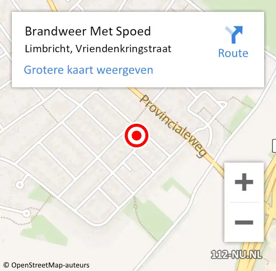 Locatie op kaart van de 112 melding: Brandweer Met Spoed Naar Limbricht, Vriendenkringstraat op 15 februari 2023 09:51