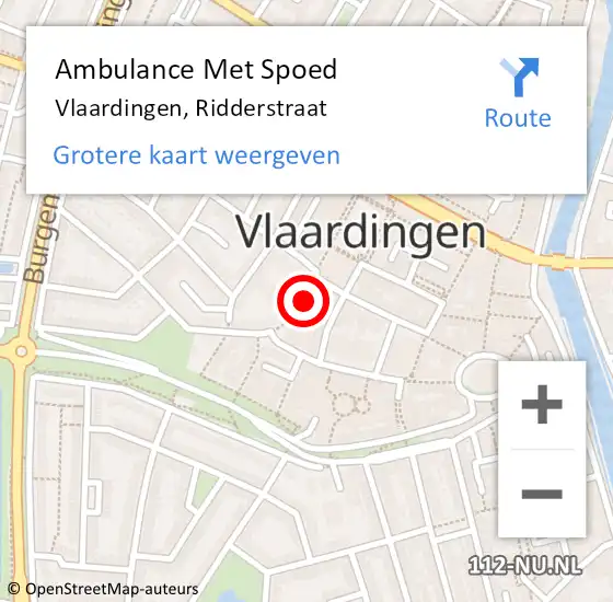 Locatie op kaart van de 112 melding: Ambulance Met Spoed Naar Vlaardingen, Ridderstraat op 15 februari 2023 10:01
