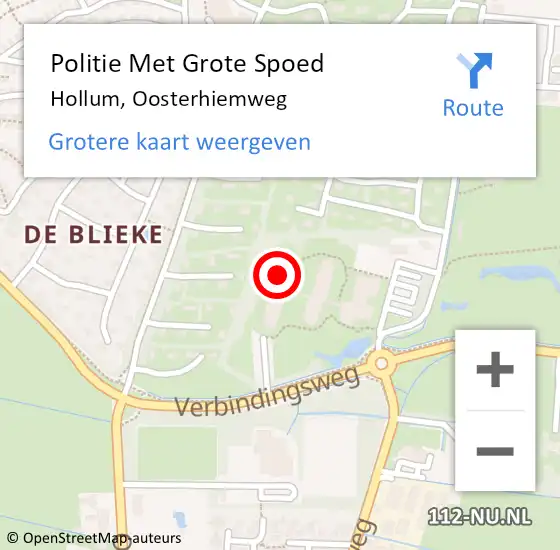 Locatie op kaart van de 112 melding: Politie Met Grote Spoed Naar Hollum, Oosterhiemweg op 15 februari 2023 10:32