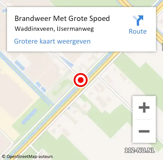 Locatie op kaart van de 112 melding: Brandweer Met Grote Spoed Naar Waddinxveen, IJsermanweg op 15 augustus 2014 17:15