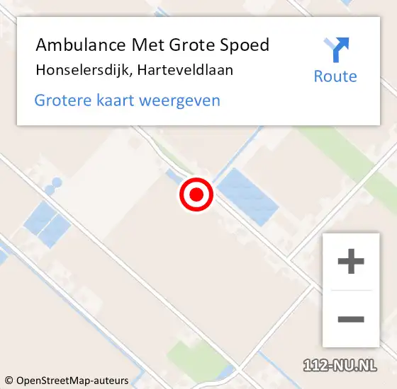 Locatie op kaart van de 112 melding: Ambulance Met Grote Spoed Naar Honselersdijk, Harteveldlaan op 15 februari 2023 11:37