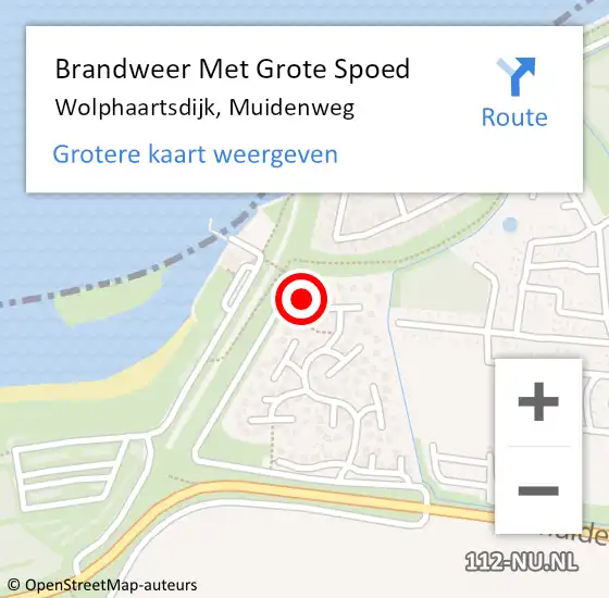 Locatie op kaart van de 112 melding: Brandweer Met Grote Spoed Naar Wolphaartsdijk, Muidenweg op 15 februari 2023 11:39