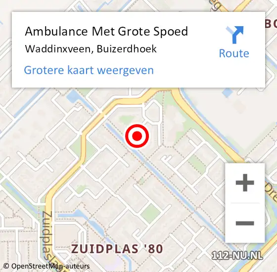 Locatie op kaart van de 112 melding: Ambulance Met Grote Spoed Naar Waddinxveen, Buizerdhoek op 15 februari 2023 11:58