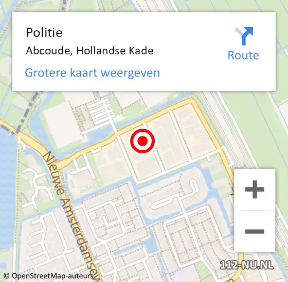 Locatie op kaart van de 112 melding: Politie Abcoude, Hollandse Kade op 15 februari 2023 12:30