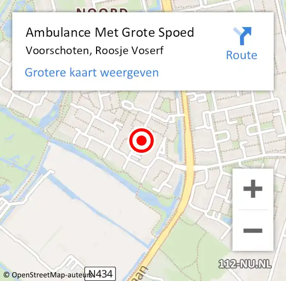 Locatie op kaart van de 112 melding: Ambulance Met Grote Spoed Naar Voorschoten, Roosje Voserf op 15 februari 2023 13:07