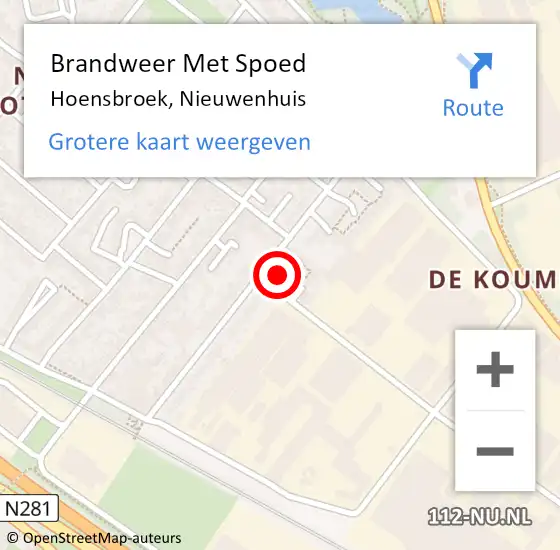 Locatie op kaart van de 112 melding: Brandweer Met Spoed Naar Hoensbroek, Nieuwenhuis op 15 februari 2023 13:15