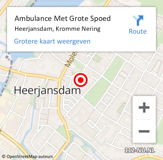 Locatie op kaart van de 112 melding: Ambulance Met Grote Spoed Naar Heerjansdam, Kromme Nering op 15 februari 2023 13:33