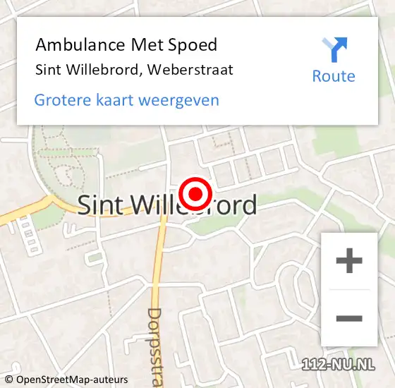 Locatie op kaart van de 112 melding: Ambulance Met Spoed Naar Sint Willebrord, Weberstraat op 15 augustus 2014 17:30