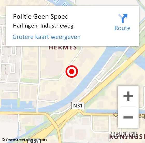 Locatie op kaart van de 112 melding: Politie Geen Spoed Naar Harlingen, Industrieweg op 15 februari 2023 14:04