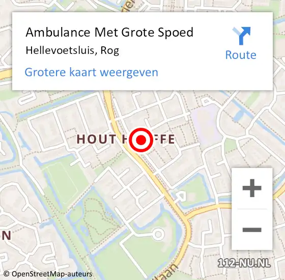 Locatie op kaart van de 112 melding: Ambulance Met Grote Spoed Naar Hellevoetsluis, Rog op 15 februari 2023 14:10