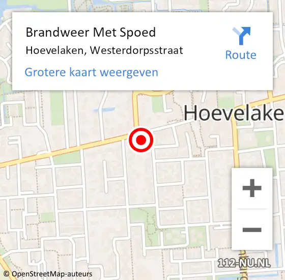 Locatie op kaart van de 112 melding: Brandweer Met Spoed Naar Hoevelaken, Westerdorpsstraat op 15 februari 2023 14:20