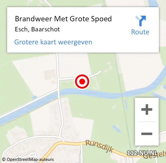 Locatie op kaart van de 112 melding: Brandweer Met Grote Spoed Naar Esch, Baarschot op 15 februari 2023 14:41