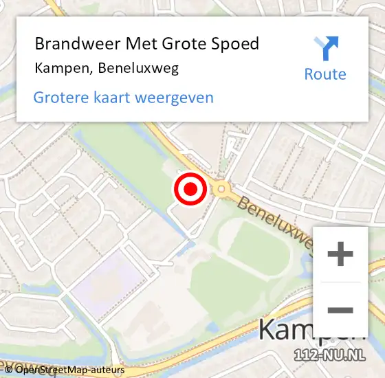 Locatie op kaart van de 112 melding: Brandweer Met Grote Spoed Naar Kampen, Beneluxweg op 15 februari 2023 15:41