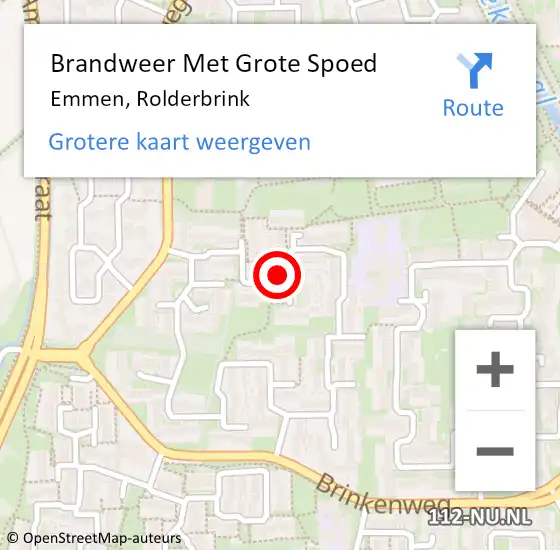 Locatie op kaart van de 112 melding: Brandweer Met Grote Spoed Naar Emmen, Rolderbrink op 15 februari 2023 15:53