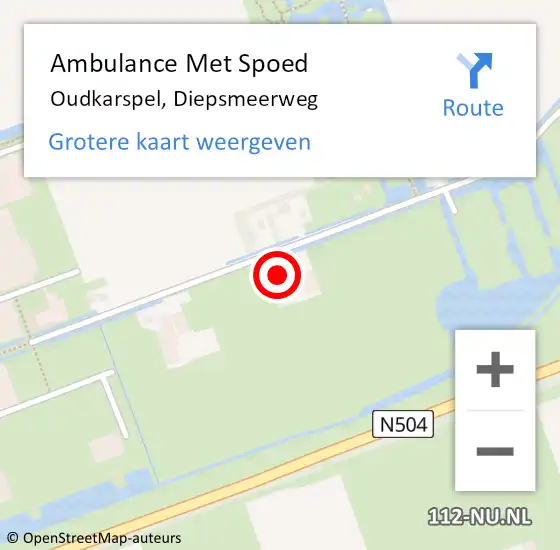 Locatie op kaart van de 112 melding: Ambulance Met Spoed Naar Oudkarspel, Diepsmeerweg op 15 februari 2023 15:57