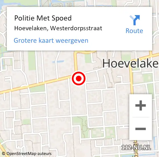 Locatie op kaart van de 112 melding: Politie Met Spoed Naar Hoevelaken, Westerdorpsstraat op 15 februari 2023 15:59