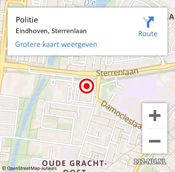Locatie op kaart van de 112 melding: Politie Eindhoven, Sterrenlaan op 15 februari 2023 16:08