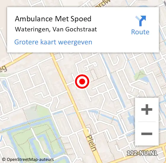 Locatie op kaart van de 112 melding: Ambulance Met Spoed Naar Wateringen, Van Gochstraat op 15 februari 2023 16:32