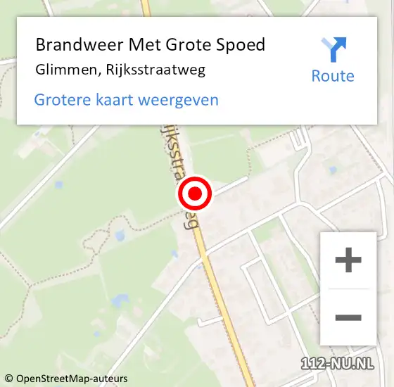 Locatie op kaart van de 112 melding: Brandweer Met Grote Spoed Naar Glimmen, Rijksstraatweg op 15 februari 2023 17:37