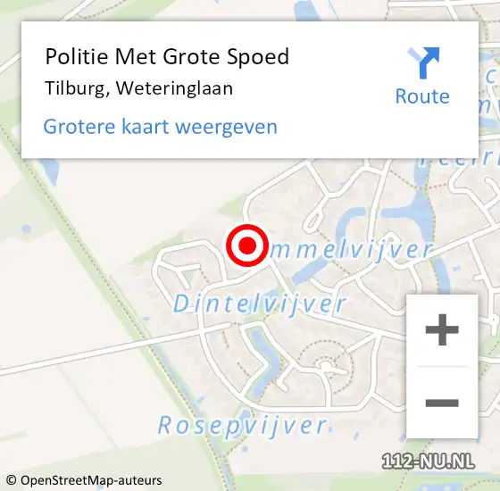 Locatie op kaart van de 112 melding: Politie Met Grote Spoed Naar Tilburg, Weteringlaan op 15 februari 2023 17:46