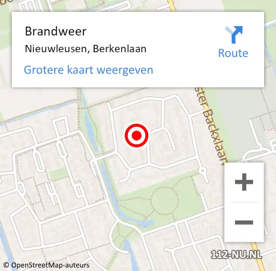 Locatie op kaart van de 112 melding: Brandweer Nieuwleusen, Berkenlaan op 15 februari 2023 17:51