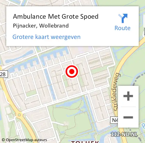 Locatie op kaart van de 112 melding: Ambulance Met Grote Spoed Naar Pijnacker, Wollebrand op 15 februari 2023 17:56