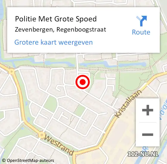 Locatie op kaart van de 112 melding: Politie Met Grote Spoed Naar Zevenbergen, Regenboogstraat op 15 februari 2023 17:58