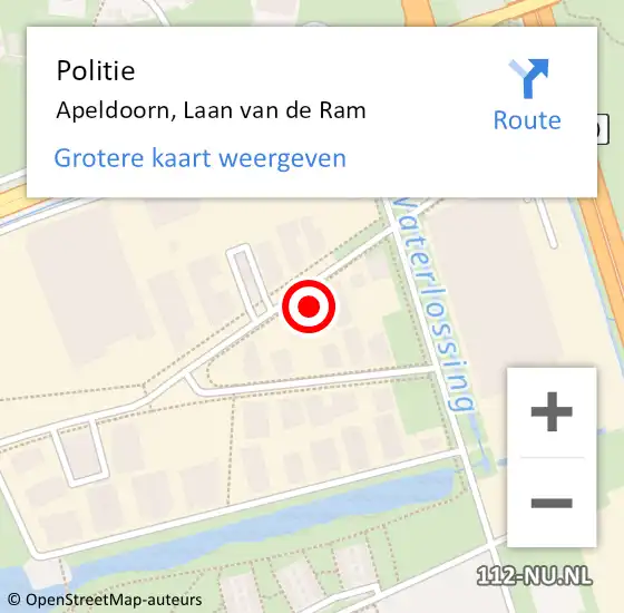 Locatie op kaart van de 112 melding: Politie Apeldoorn, Laan van de Ram op 15 februari 2023 17:58