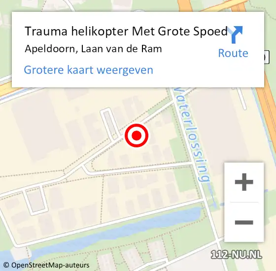 Locatie op kaart van de 112 melding: Trauma helikopter Met Grote Spoed Naar Apeldoorn, Laan van de Ram op 15 februari 2023 18:24