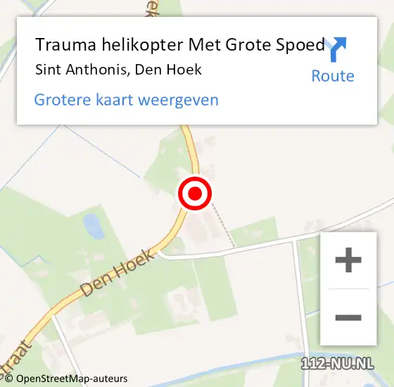 Locatie op kaart van de 112 melding: Trauma helikopter Met Grote Spoed Naar Sint Anthonis, Den Hoek op 15 februari 2023 18:56