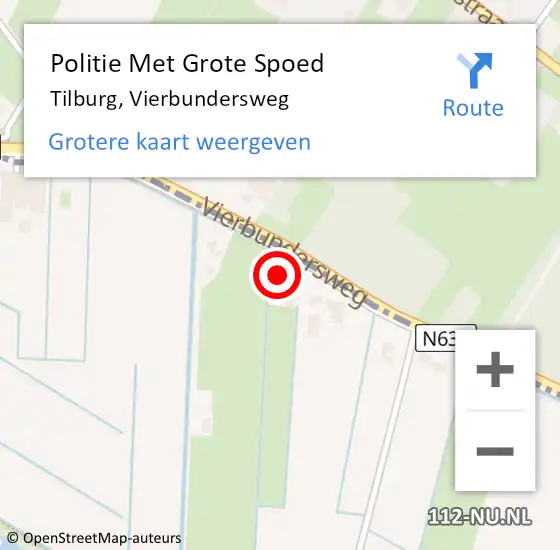 Locatie op kaart van de 112 melding: Politie Met Grote Spoed Naar Tilburg, Vierbundersweg op 15 februari 2023 19:20